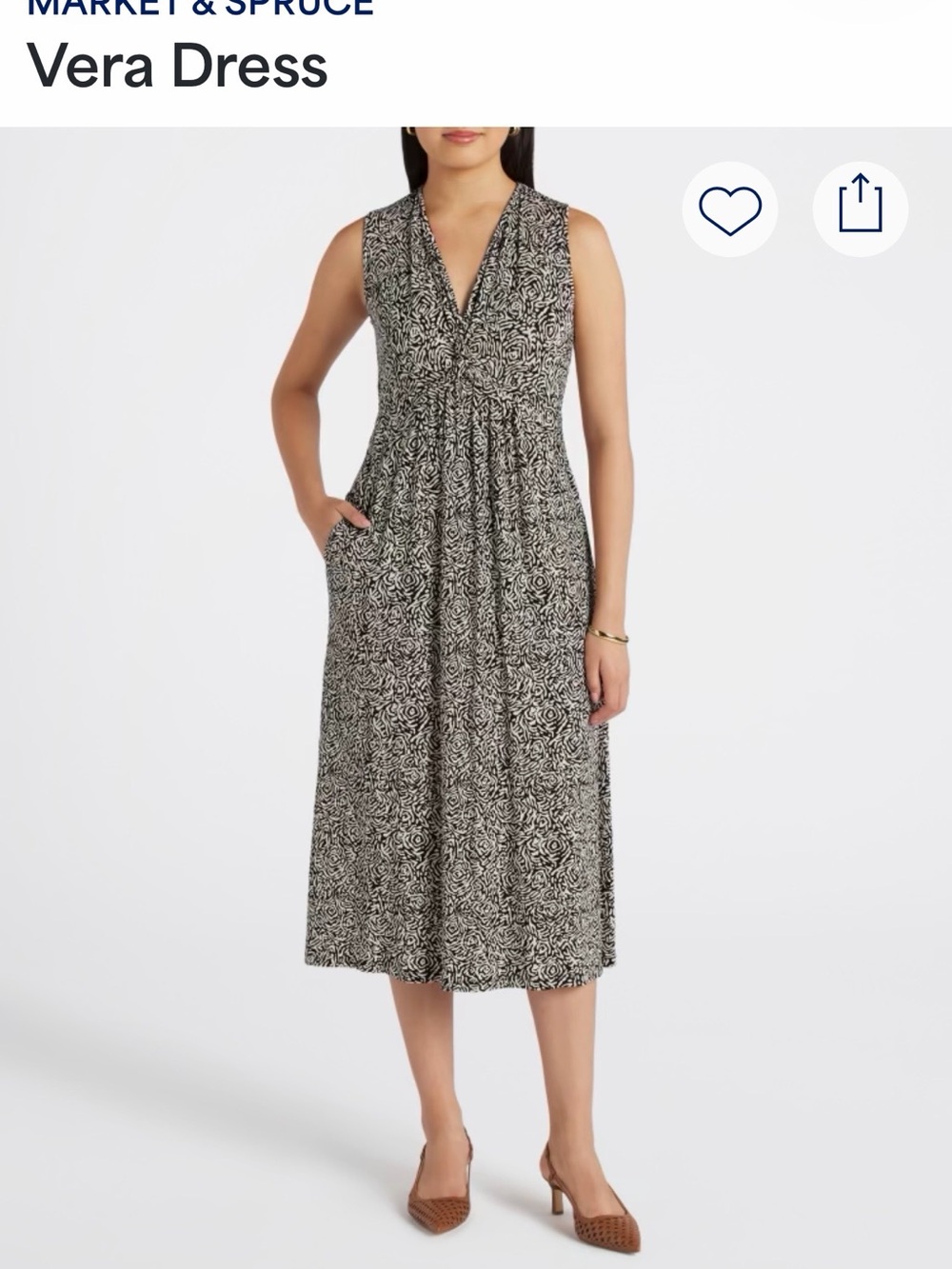 Market & Spruce Vera Midi Dress Black Cream Size L Stitch Fix